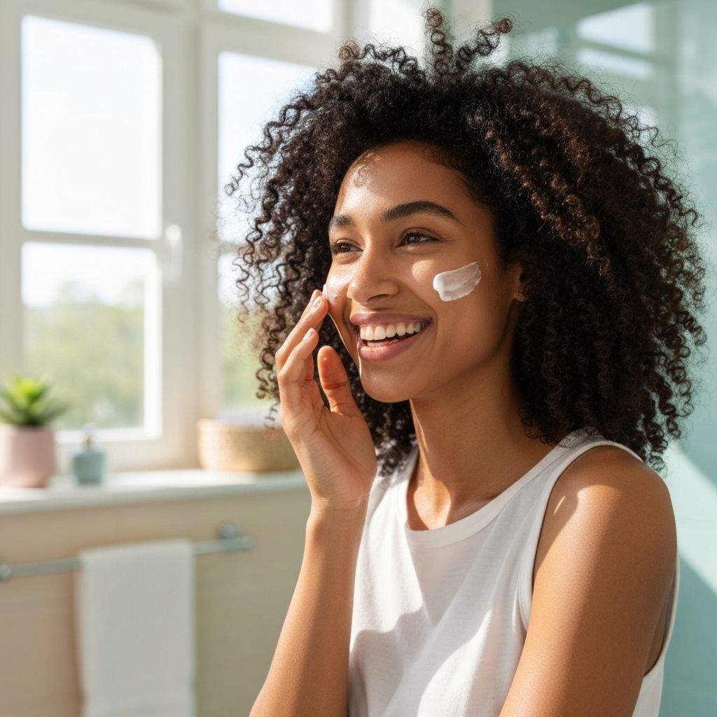 Frau bei der täglichen Hautpflege